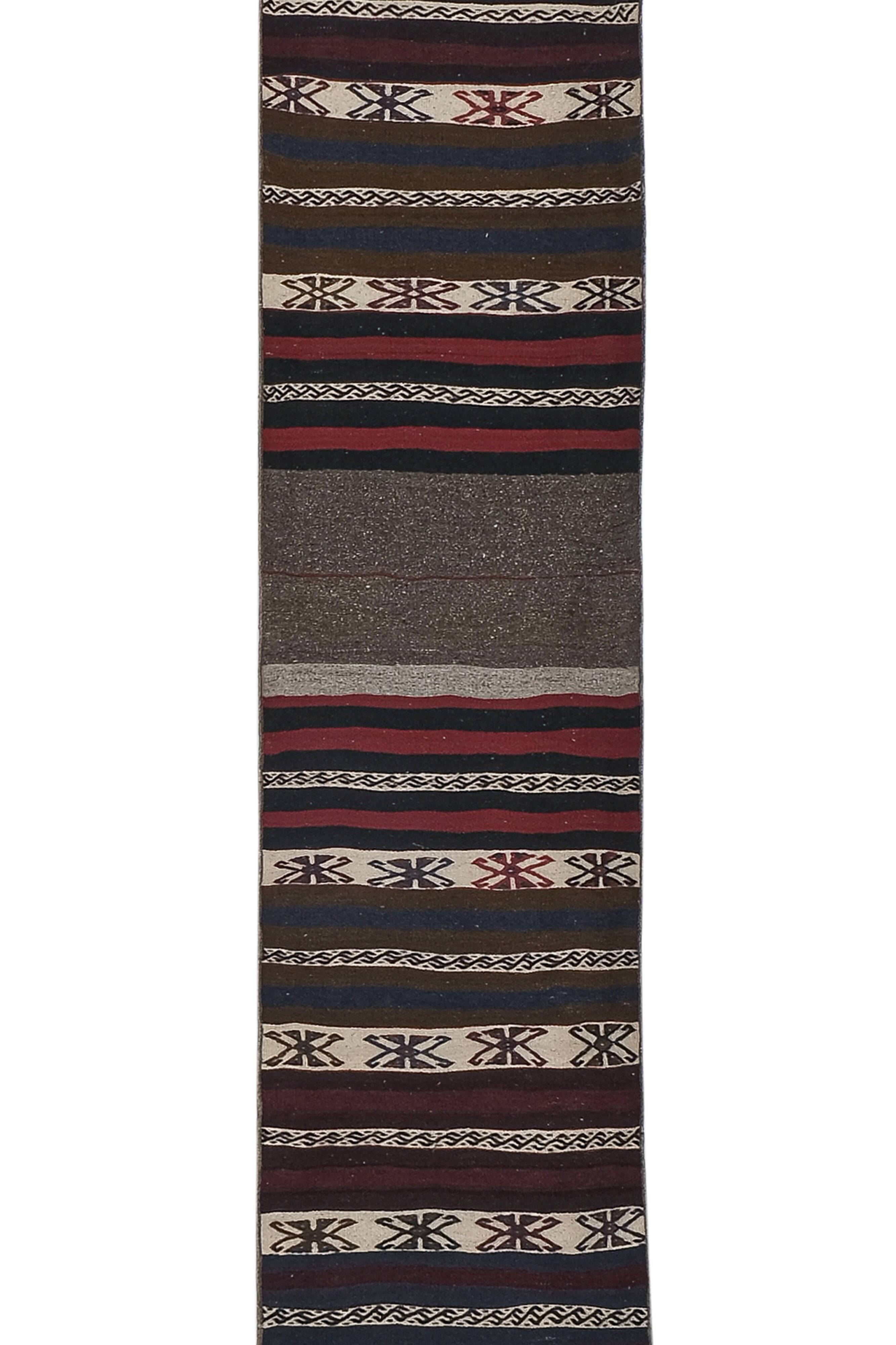 Early 20th Century Gabbeh Stair Kilim Runner with Horizontal Stripe