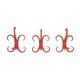 Curved red wooden coat hooks, 1960s, set of 3