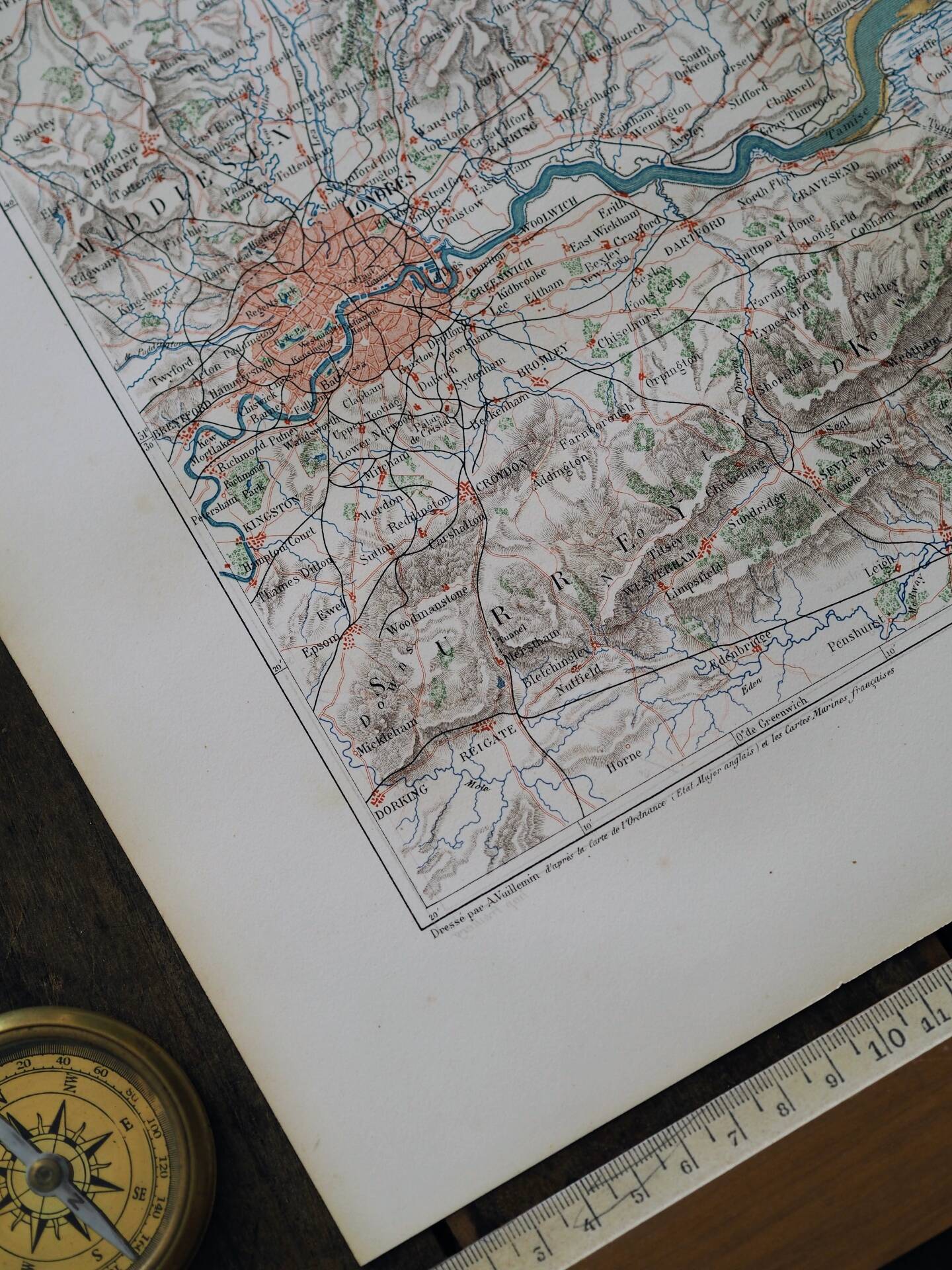 Old map of London and the Thames - 1879 | Vintage wall decoration