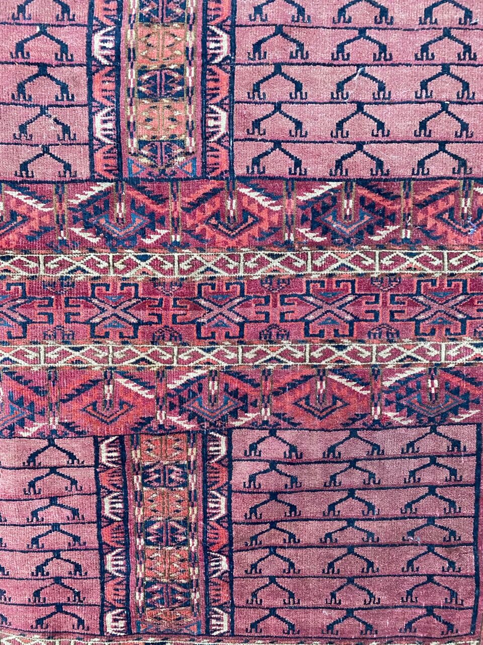 Ancient Turkmen Afghan Hatchlou handmade carpet 133x133 cm