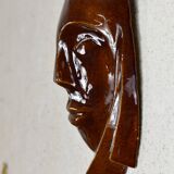 Signed brown enamel mask