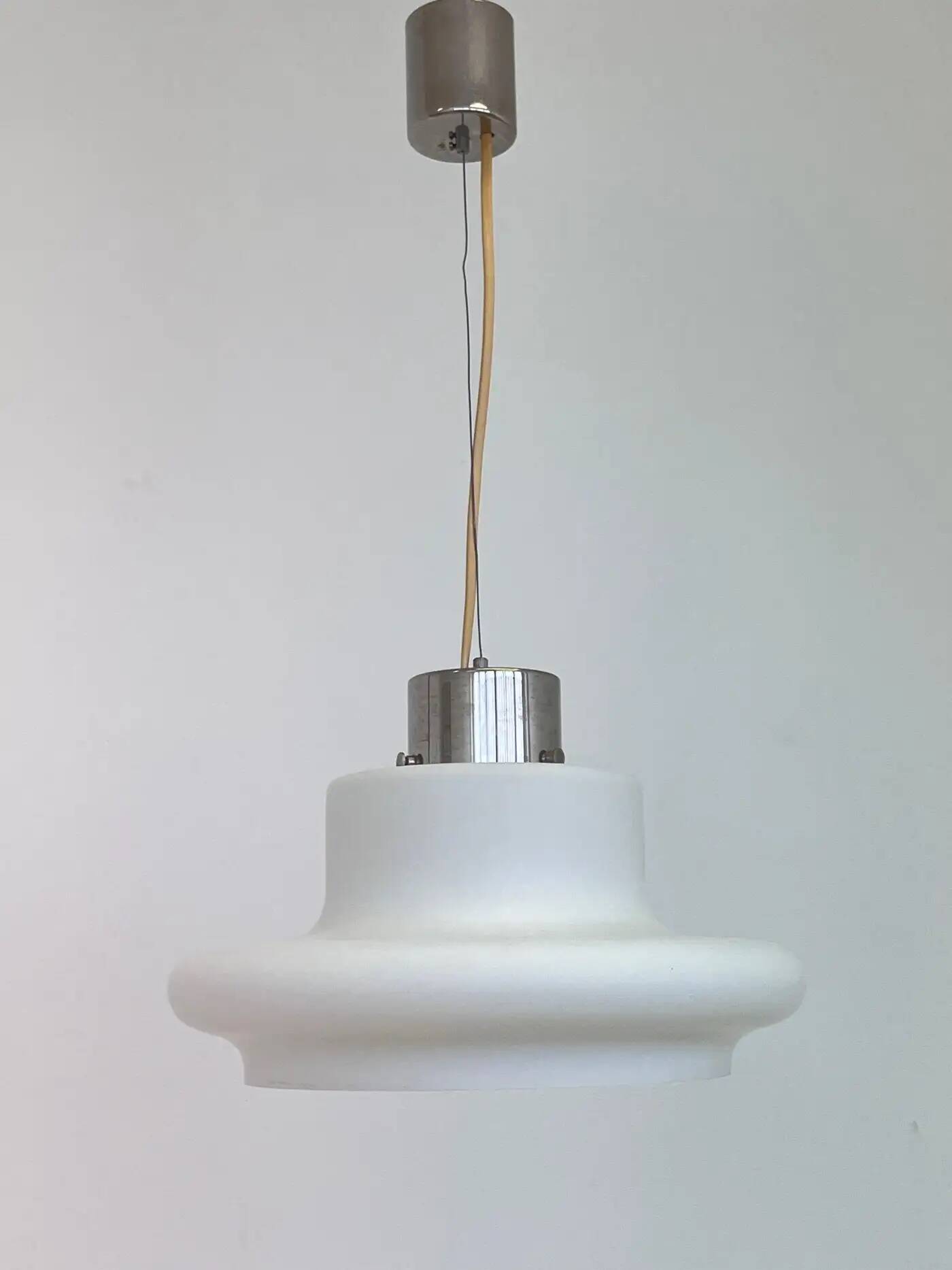Design white glass pendant by Karel Volf, Czechoslovakia, 1970s
