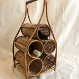 Rattan and wicker bottle holder
