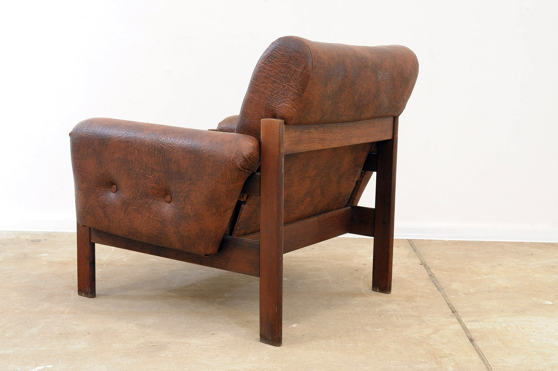 Ensemble de salon en similicuir vintage, années 1970, Tchécoslovaquie