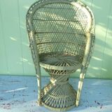 Armchair Emmanuelle Vert in wicker rattan for doll / vase holder