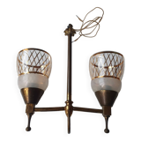 Lustre double éclairages doré Art Deco