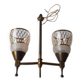 Art Deco gold double-light chandelier