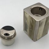 Large Vintage Collection TABLE LIGHTER in chrome-plated metal and horn
