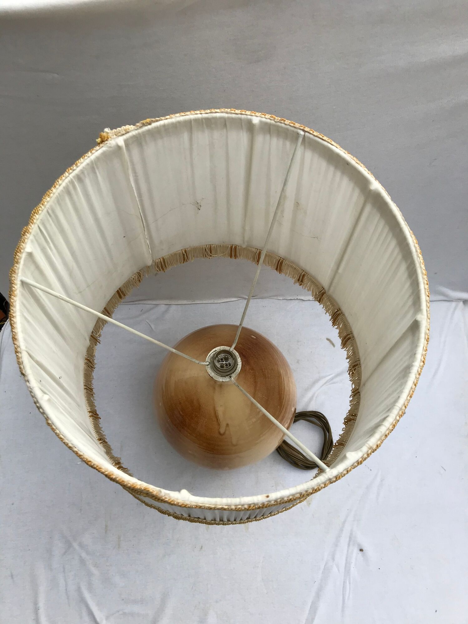 Former lamp Louis Thiam Nancy ceramics beige - abat-day vintage white fabric