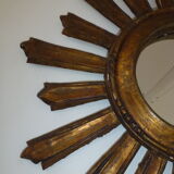 Old sun mirror gilded carved wood 50s-60s 49cm