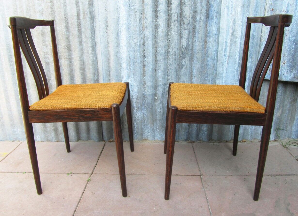 Danish Modern Slat Back Dining Chairs in Rosewood, Set of 2