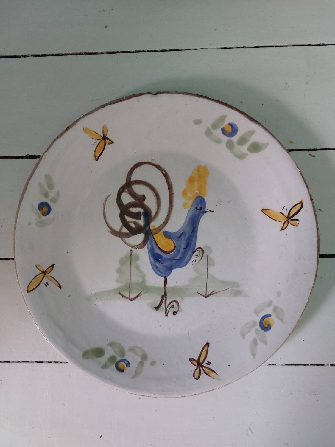 Old fun rooster plate