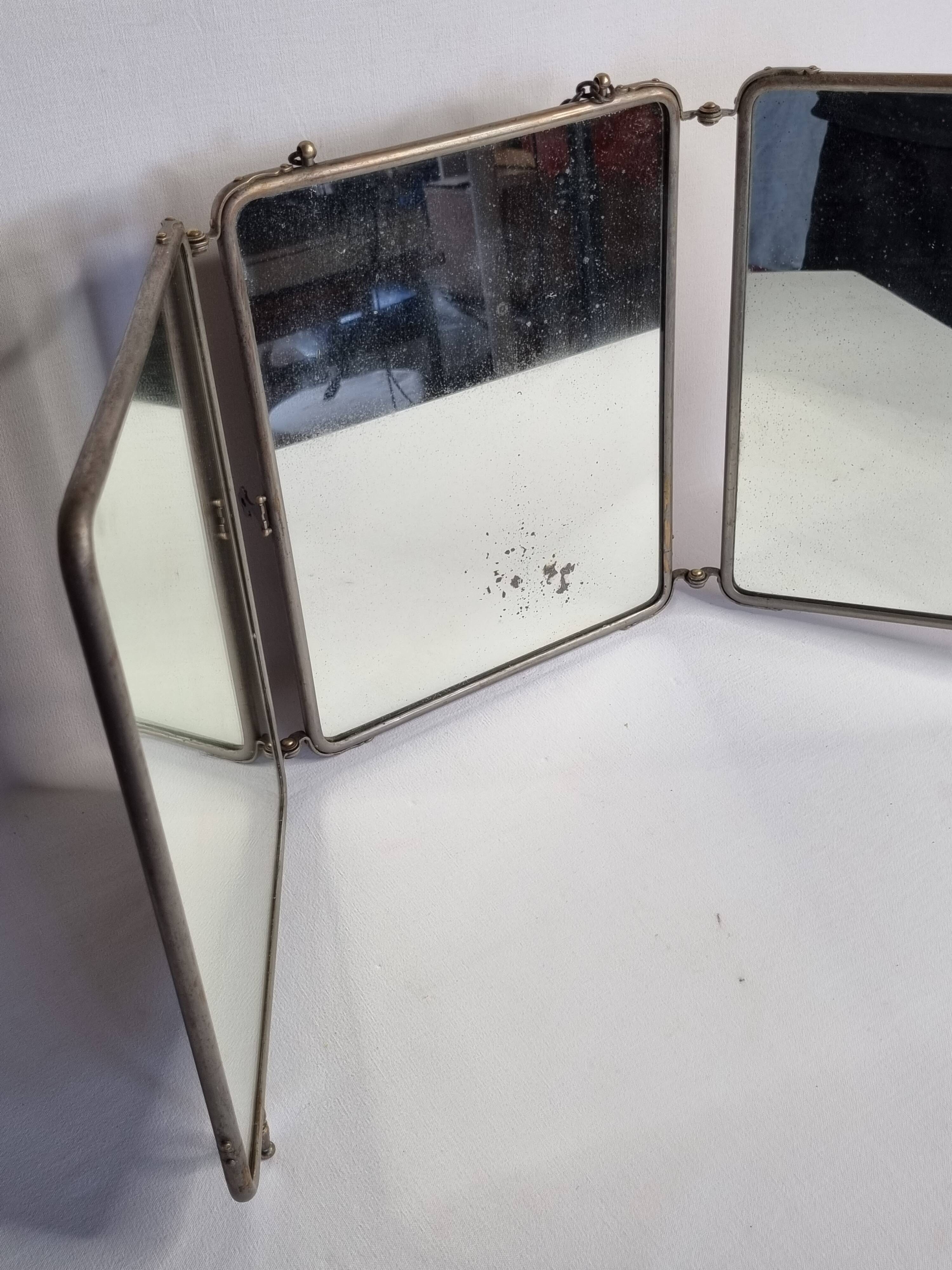 Miroir de barbier triptyque à poser ou à suspendre 1900