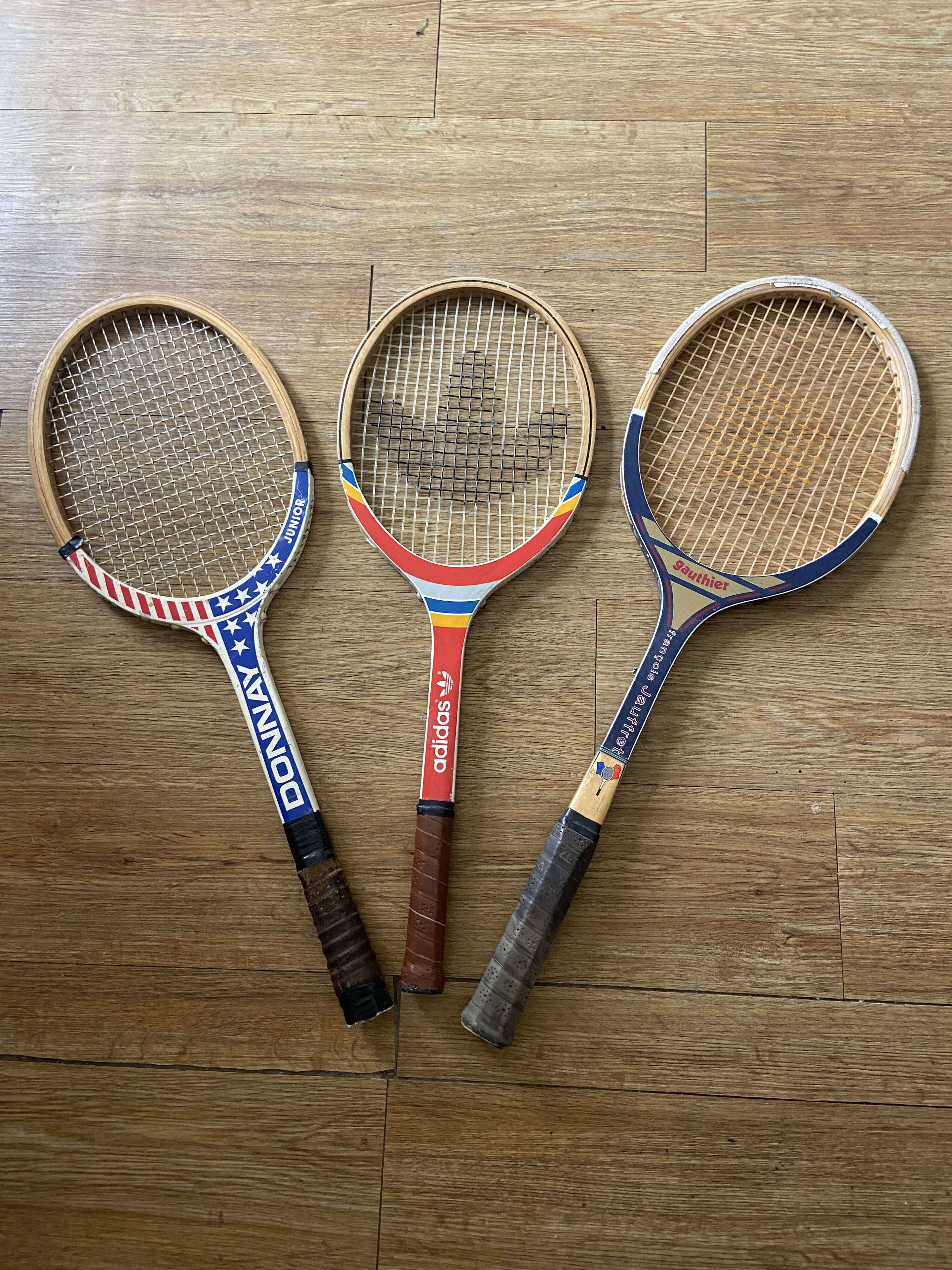 Series of 3 vintage wooden rackets