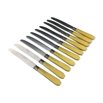 Set of 10 bakelite stainless steel knives