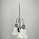 1950s Chrome and Floral Glass Chandelier by Elektroinstala Děčín