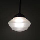 Glass hanging art deco ceiling light. aluminium structure