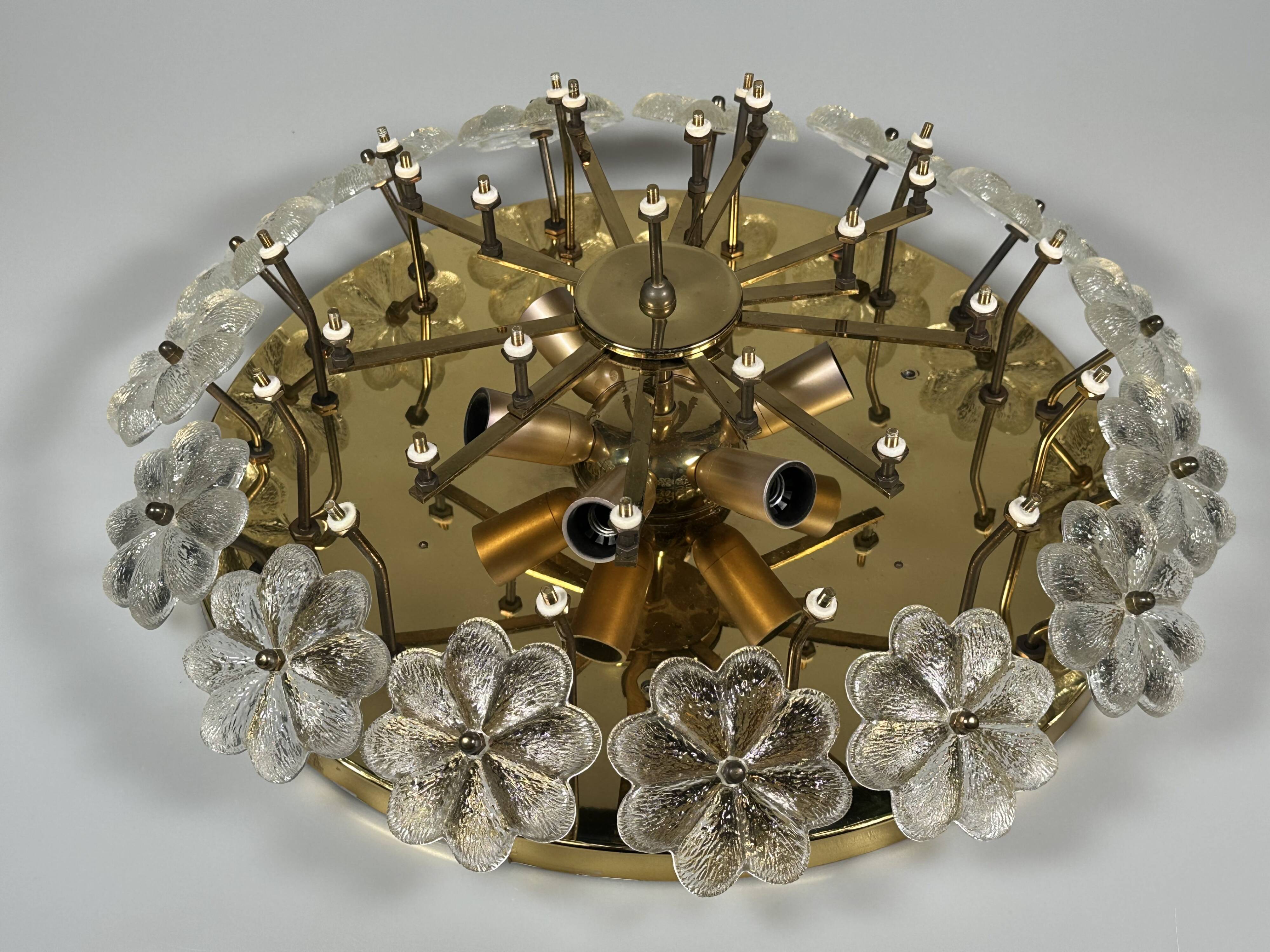 1960s/70s Ceiling Lamp Ernst Palme made of brass and glass, Germany