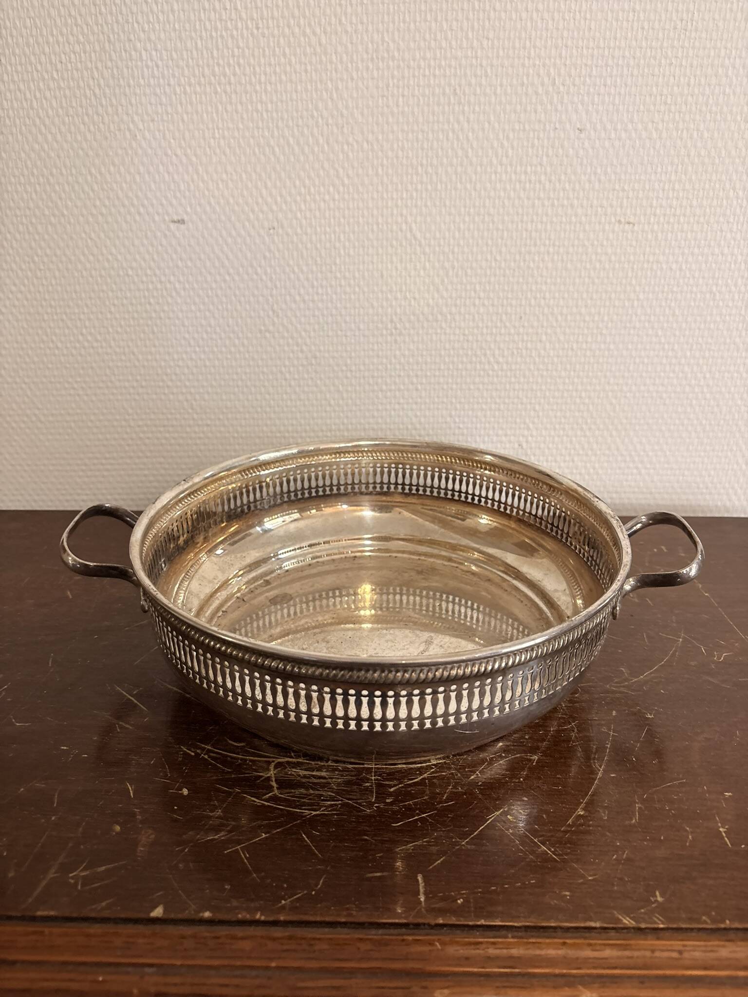 Antique Silver Metal Fruit Bread Basket Louis XVI Style