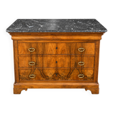 Louis-Philippe style secretary chest of drawers from the 19th century with walnut burl veneer.