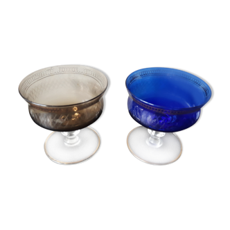 Paire de coupes en verre vintage