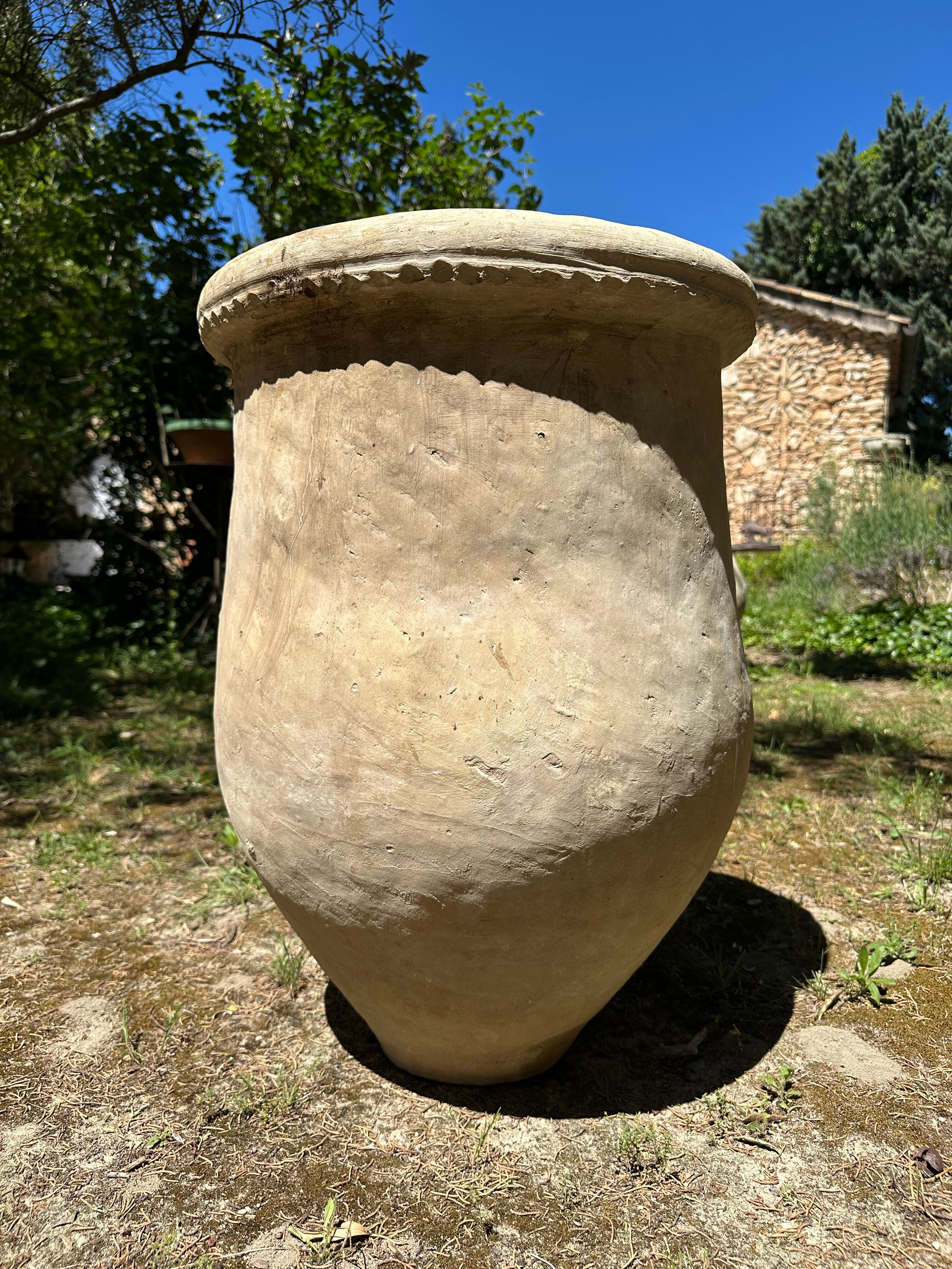 Ancient terracotta pottery jar from the 19th century.