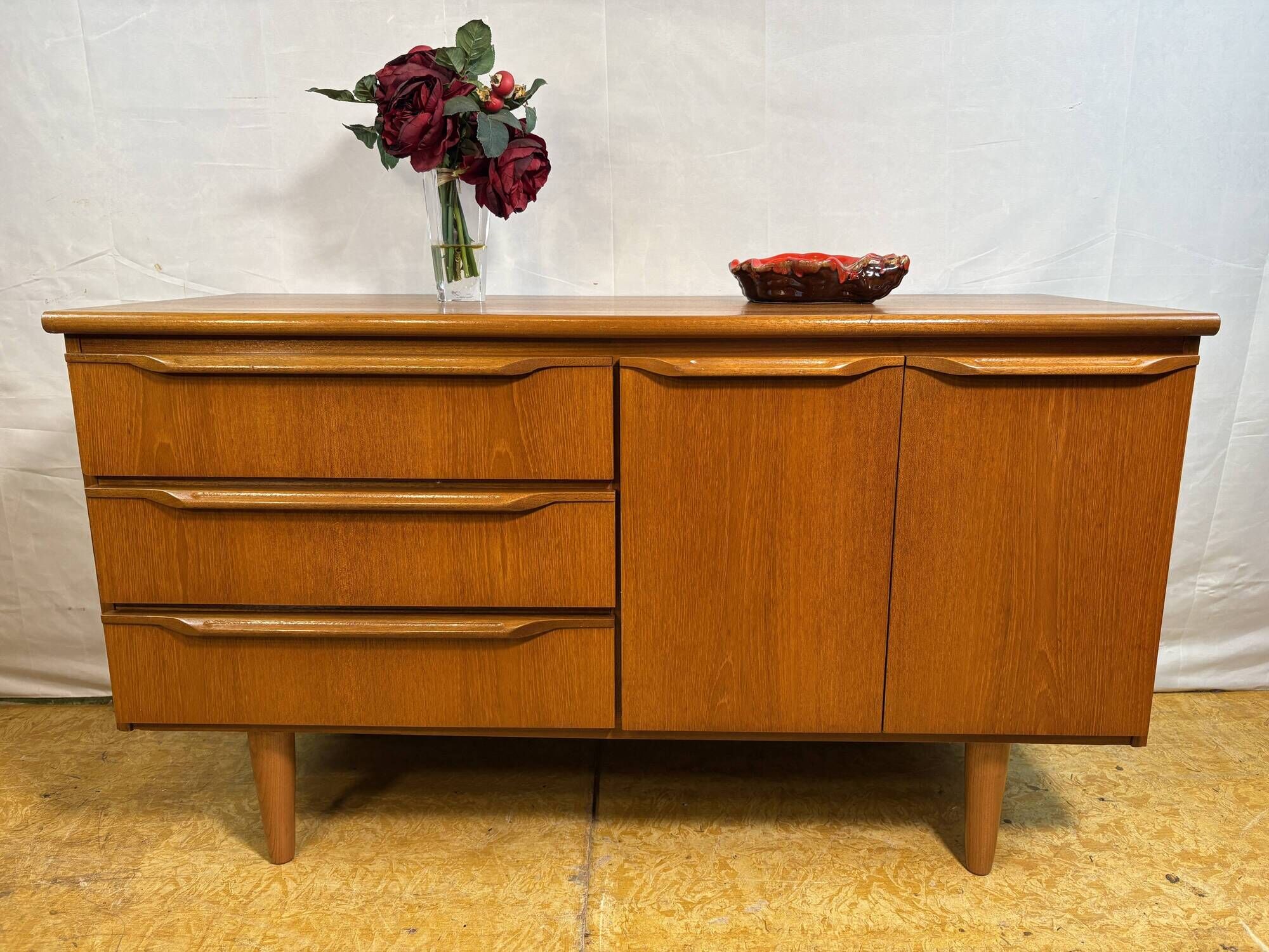 Mid-Century Retro Vintage Teak Sideboard by Sakol 1960  Danish Design Influ