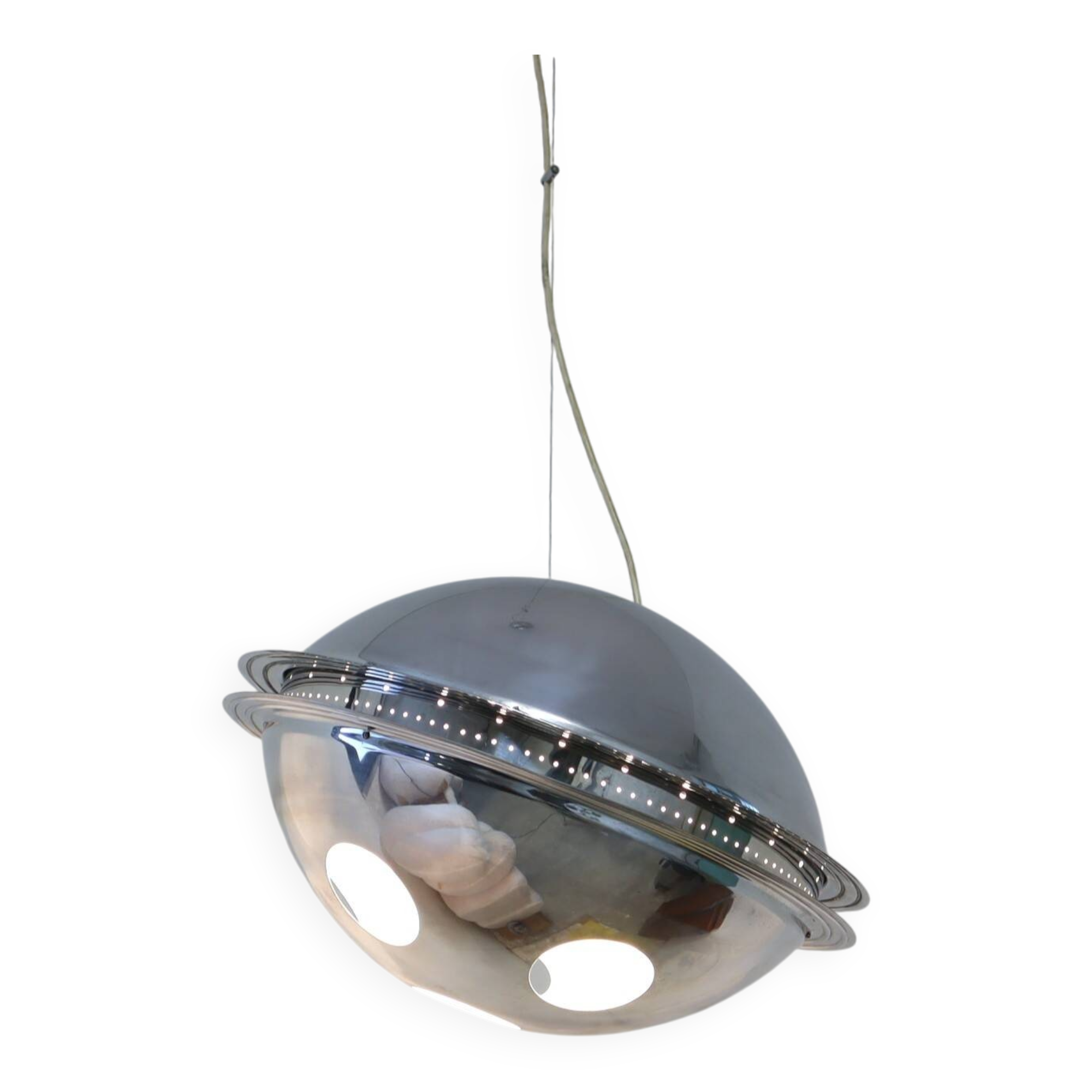Vintage 'Vog' hanging steel lamp design by AZ Pavia, ITALY 1970s