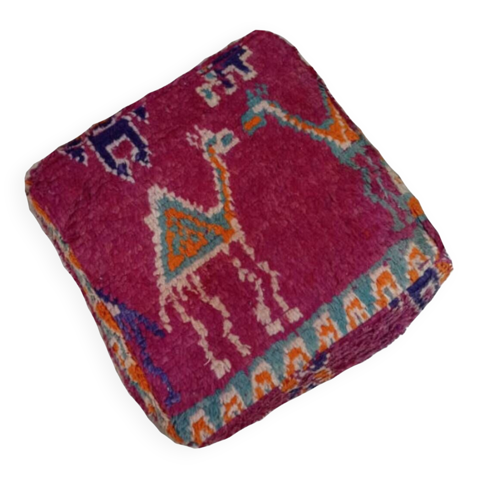 Handmade Berber pouf in wool 60 X 60 X 20 CM