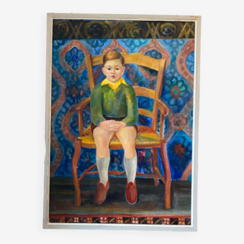 Portrait école polonaise de Cyan (1912-1981)