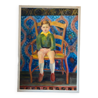 Portrait école polonaise de Cyan (1912-1981)