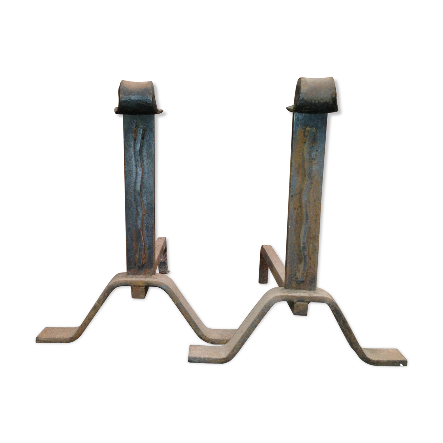 Pair of cast iron chenet