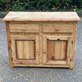 Buffet commode de type parisien rénové en bois massif brut avec 2 portes