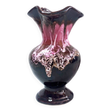 Seafoam tulipwood vase, brown and pink, Vallauris, signed PG
