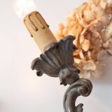Large Italian Florentine style wall lamp in wood and metal