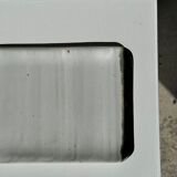 Trio of small rectangular serving dishes white and black Indonesian ceramic 21x16