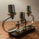 Art Deco candle holder in wood and brass