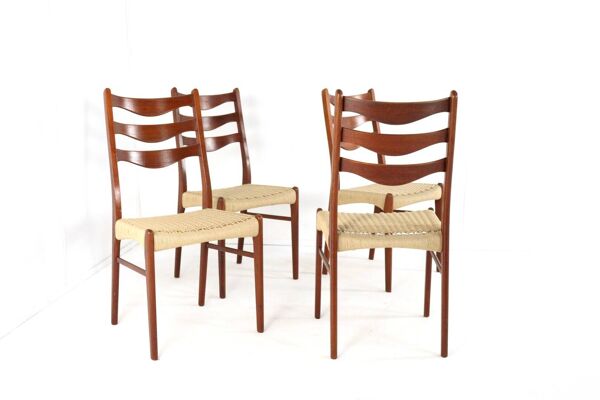 Lot de 4 chaises en corde de papier Arne Wahl Iversen pour Glygnore