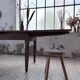Solid oak farmhouse table with integrated extensions 1950