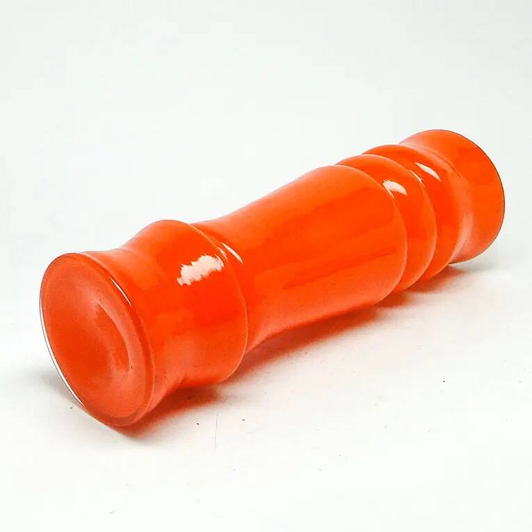 Mid-century modern vase, orange glass, Huta Laura, Poland, 1970s
