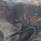 Ceramic fruit bowl in glazed terracotta signed Ceramp, 20th century