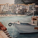 Oil on canvas the port of Cefalu Sicily