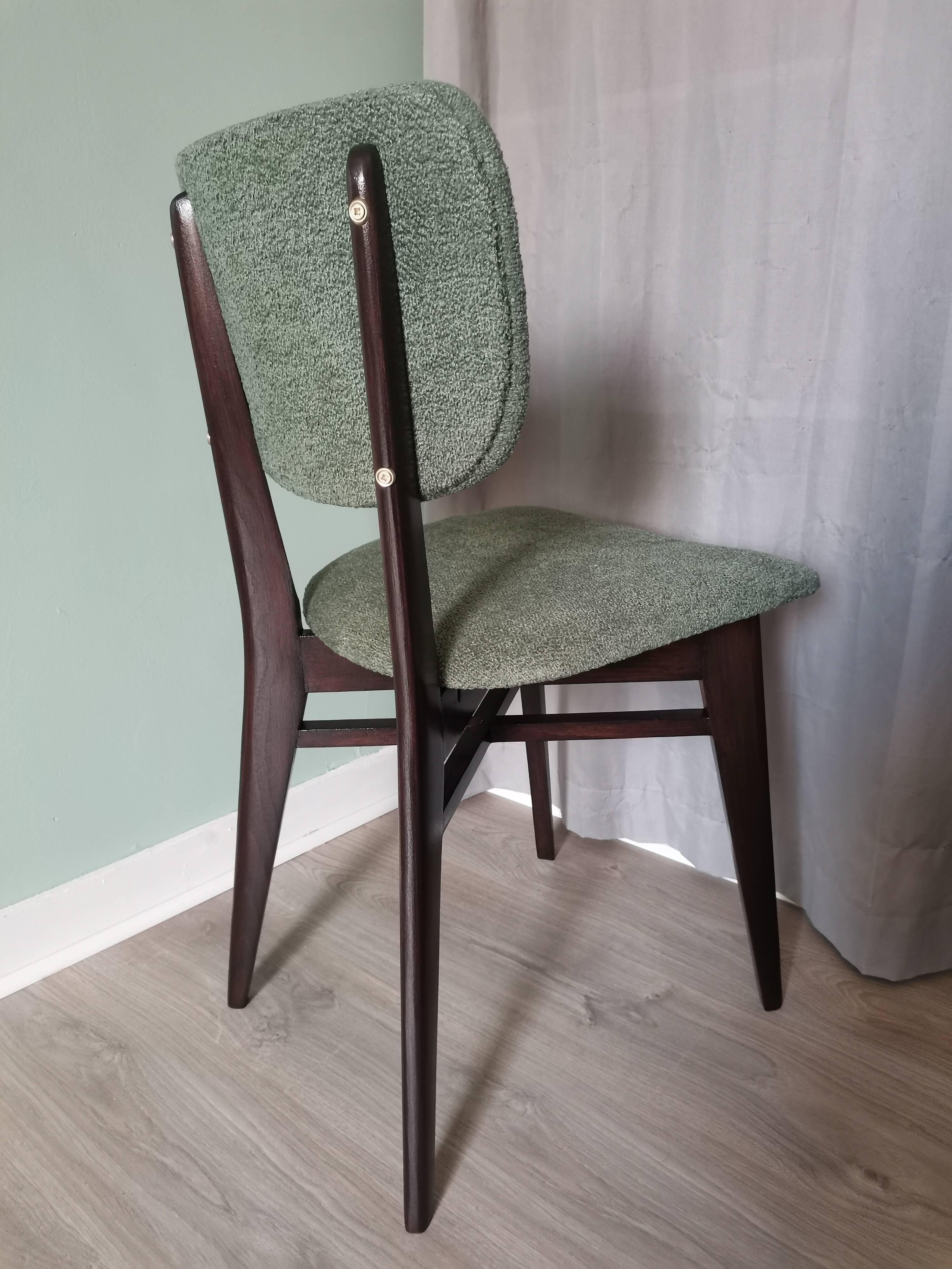 Green boucle Scandinavian chairs