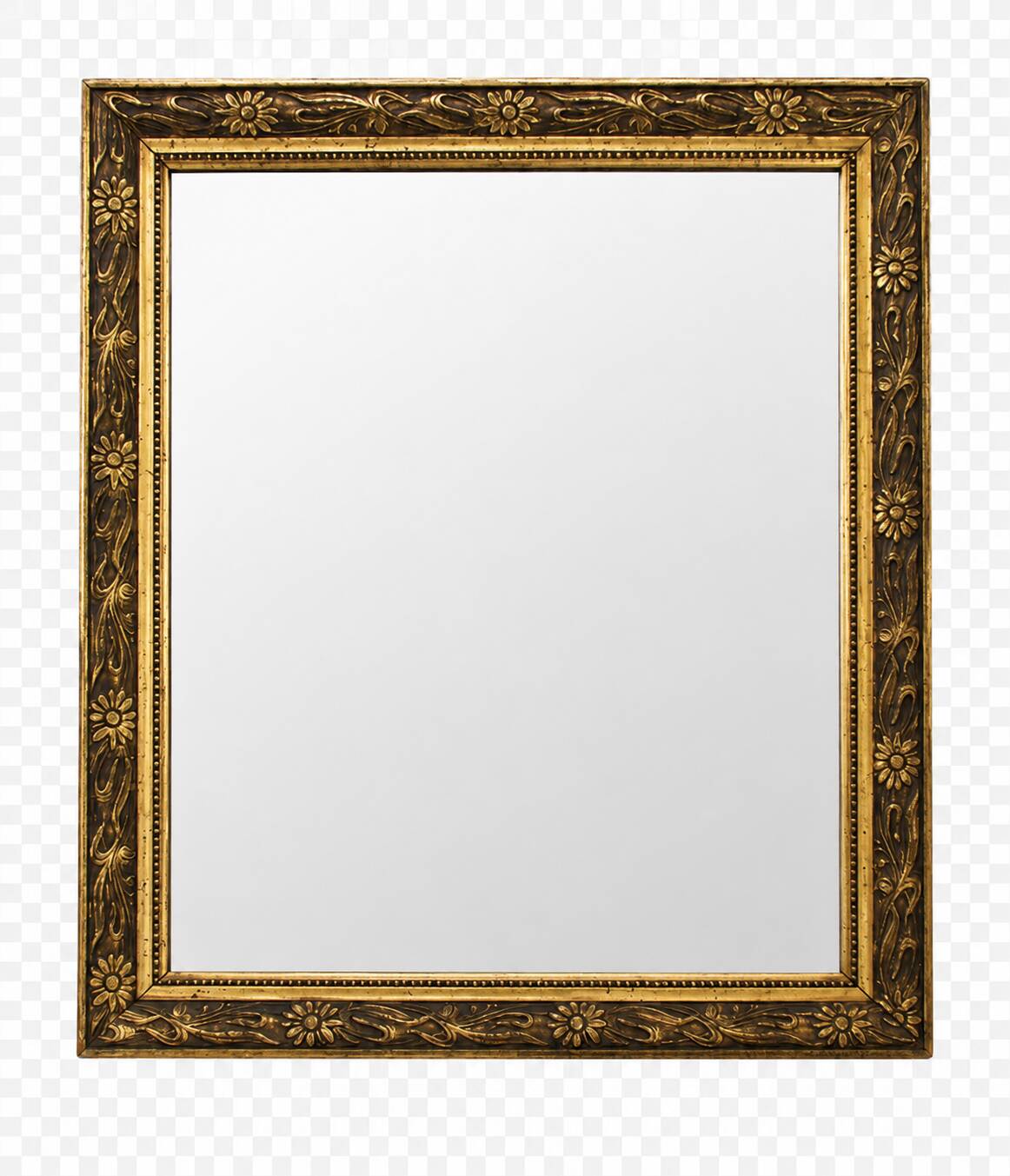 Wall mirror in an ornate frame, 1960s – vintage, gilded frame