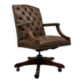 Classic English Chesterfield Office Chair Brown
