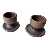 Set of 2 ceramic egg cups Signed Ludovic