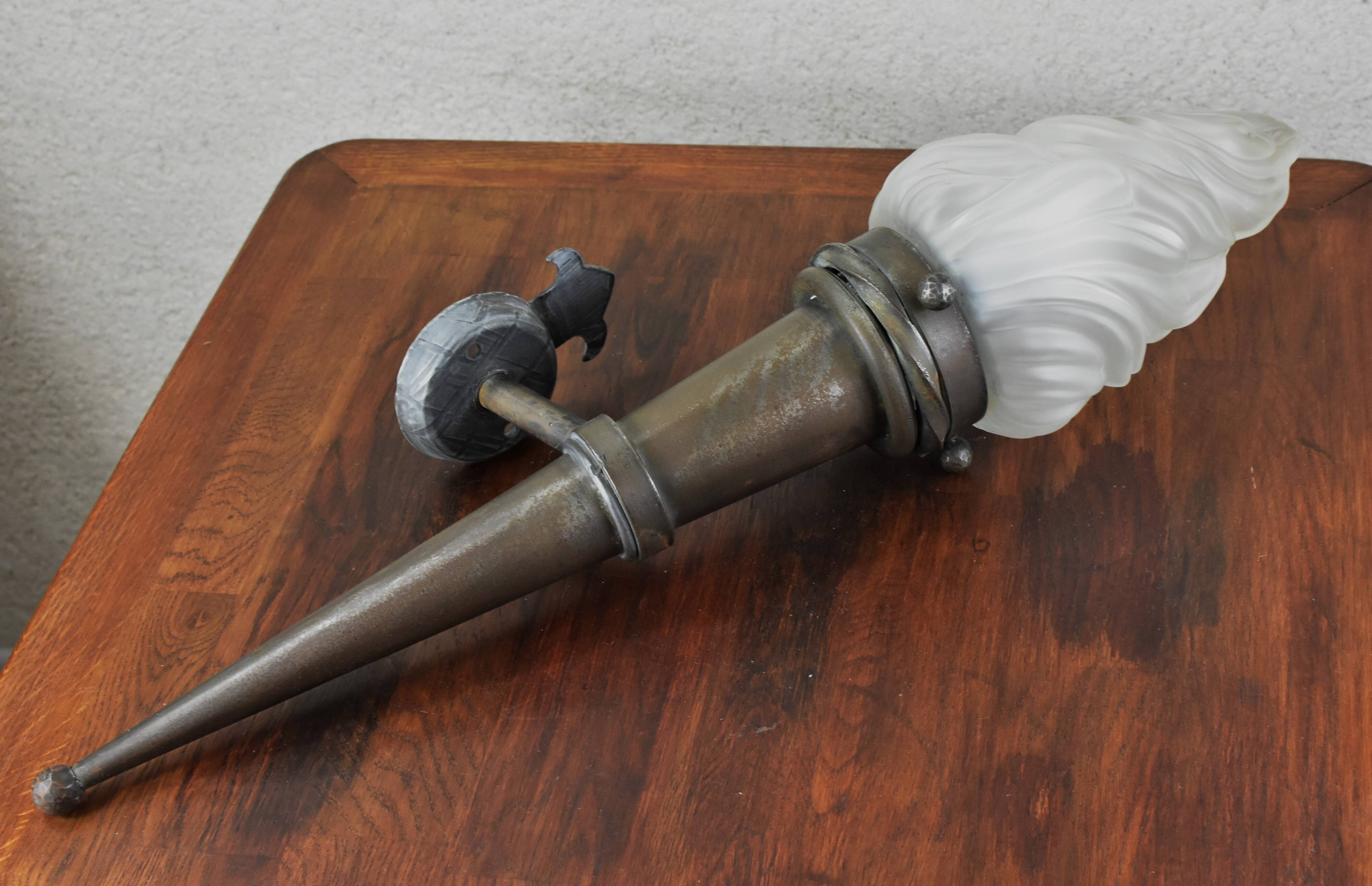 metal torch, glass flame