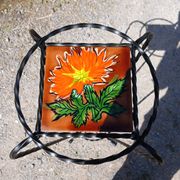 Sellette/ porte plante vintage avec faïence Vallauris