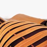 Vintage sculptural cognac leather lounge canapé, France 1980.