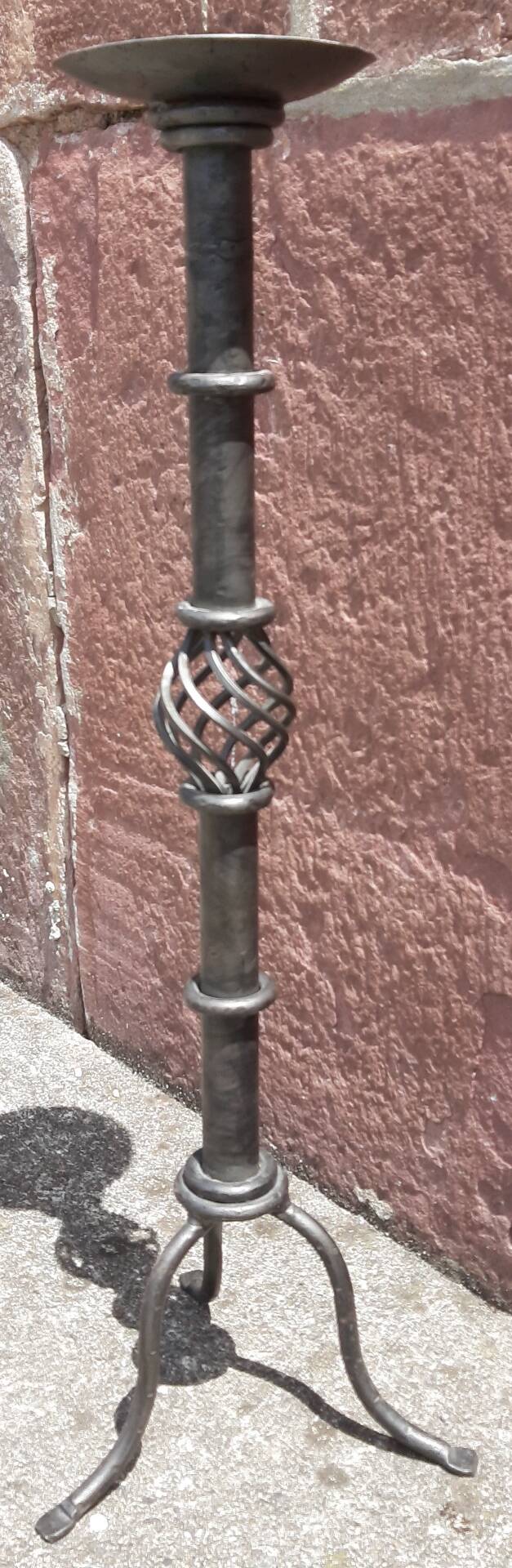 Candle holder or wrought iron candlestick (height 72 cm)